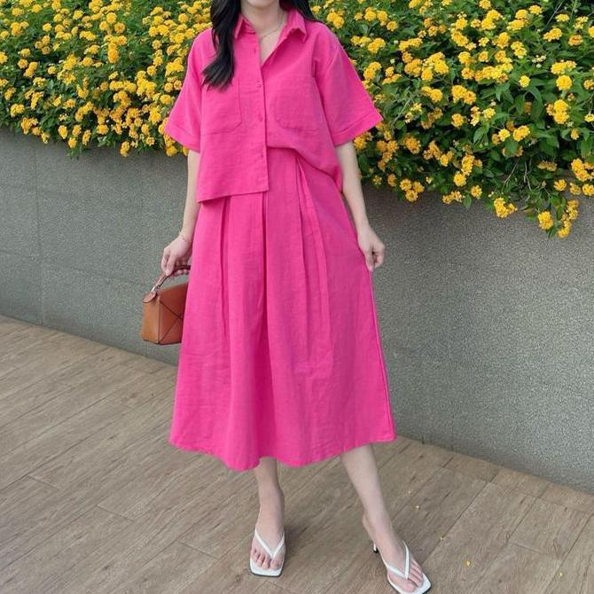 SETELAN PREMIUM LINEN ANGEL / SET WANITA  ATASAN DAN ROK GJ