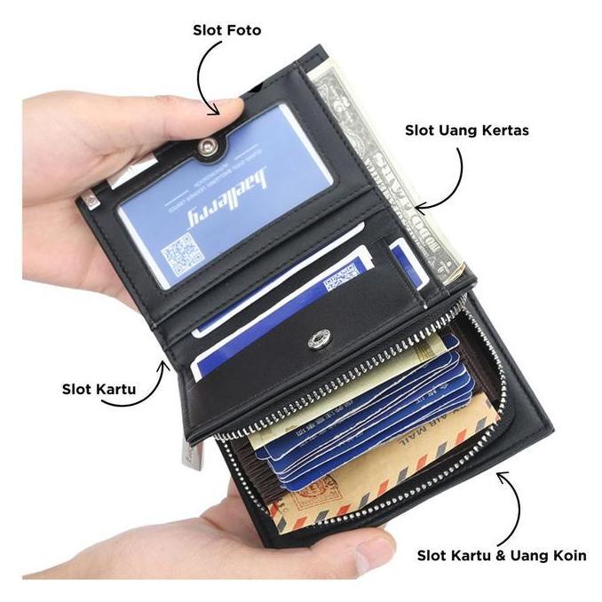 DOMPET LIPAT WANITA BAELLERRY ORIGINAL KULIT HITAM LUTON WA362B5 MINI SLOT KARTU KECIL RESLETING KOI