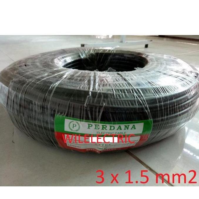 Promo PERDANA Kabel listrik serabut NYYHY 3 x 1.5 / 3x1.5 mm hitam 100m rol Diskon