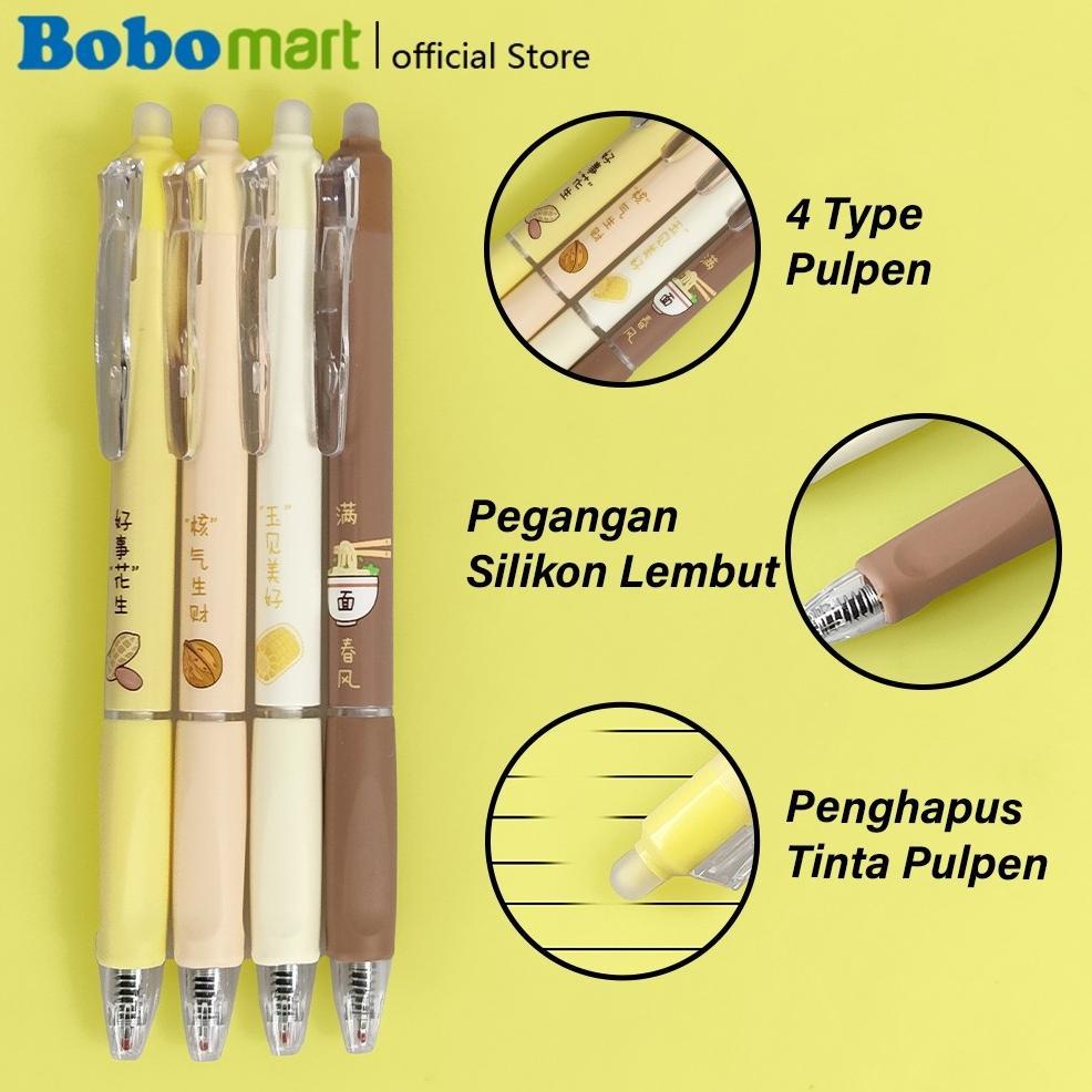 BOBOMART 1 Pack 12 Pcs Erasable Gel Pen Pulpen Bisa Dihapus Lucu Estetik Capybara Gel 0.5 mm Hitam