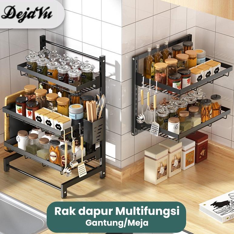 [Saik] Dejavu Rak Bumbu Gantung Stainless Steel Susun Rak Peralatan Dapur Tempat Pengering Gelas HRM