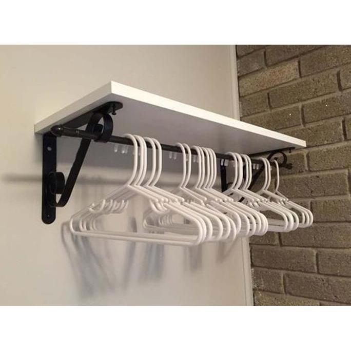 (PP) rak baju dinding gantungan minimalis serbaguna susun 60x30cm dan 80x30cm minimalis JEMURAN LAUN