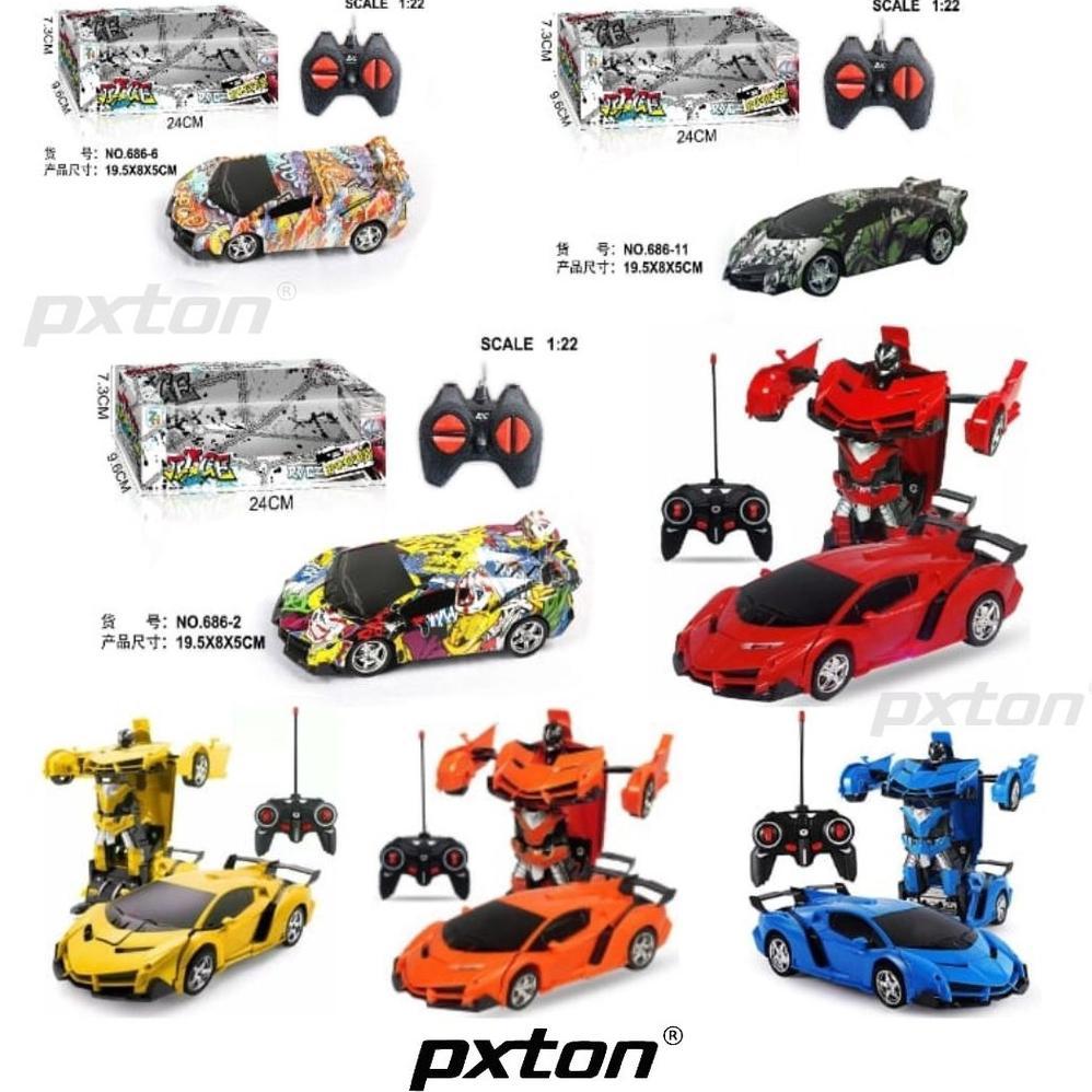 [ready] PXTON - RC TRANSFORMER 1: 18 MOBIL REMOT JADI ROBOT BATERAI CAS / mobil remote control / mai