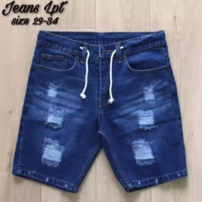 Discount Celana Jeans Pendek Sobek Pria Celana Jeans Sobek Pendek Cowok Distro Hitam
