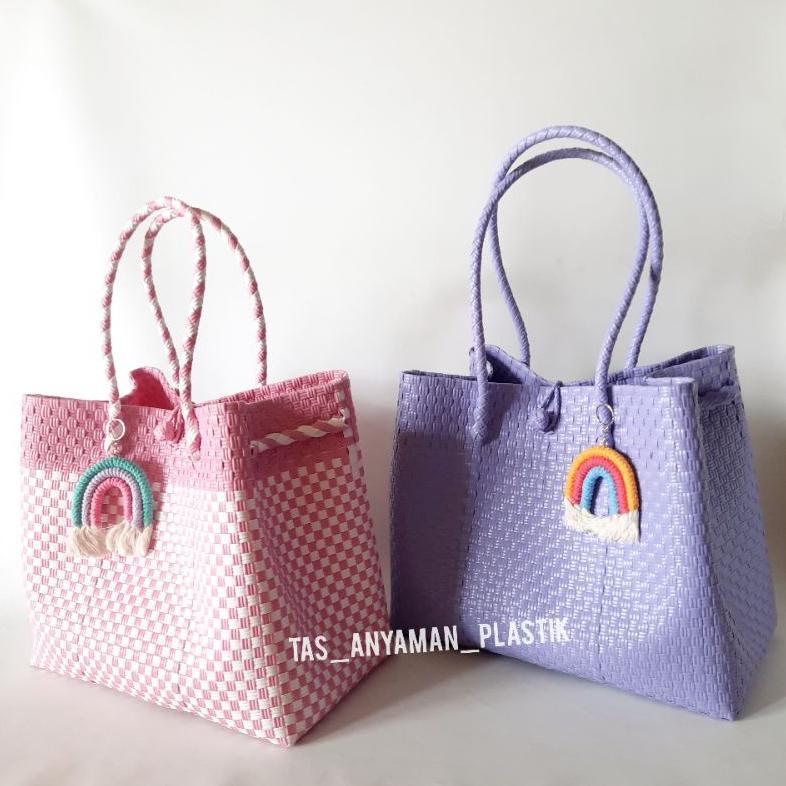 Readyy Tas Anyaman Plastik Keranjang Belanja Anyam Tas Anyaman Jali Plastik Jumbo Premium Polos Past