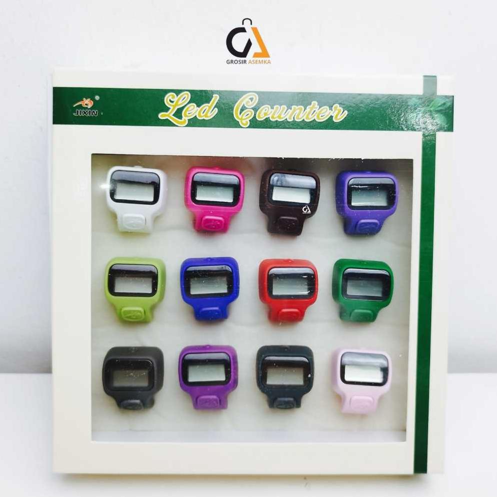 [TERBAIK] (PAKET 1 BOX 12 PCS) Cincin Tasbih Digital LED Mini Alat Penghitung Dzikir Ibadah Perlengk