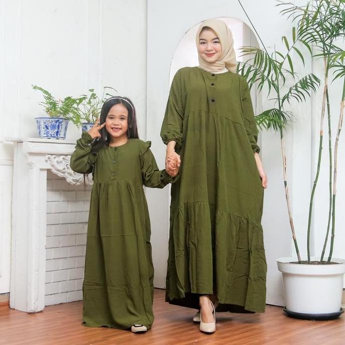SHELA DRESS (HARGA SATUAN) gamis coupel ibu & anak BAHAN RAYON ADEM coupel gamis dewasa & gamis anak