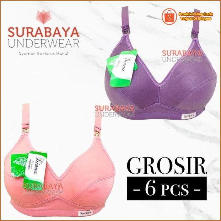 Mampu Bersaing [ 6 Pcs ] Sport Bra Katun Nyaman Buat Sehari Hari Size Besar Merk Dn (Size 34-46) Mam