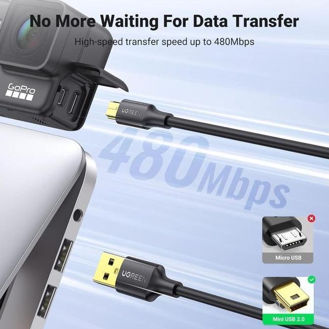 Fk.Hidayat12 - Ugreen Kabel Data Usb 2.0 A Male To Mini Usb 5 Pin 10355 Male Cable Camera Kamera