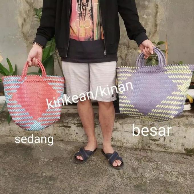 Tas Anyaman Plastik / Tas Serbaguna / Tas Keranjang Belanja (SEDANG)