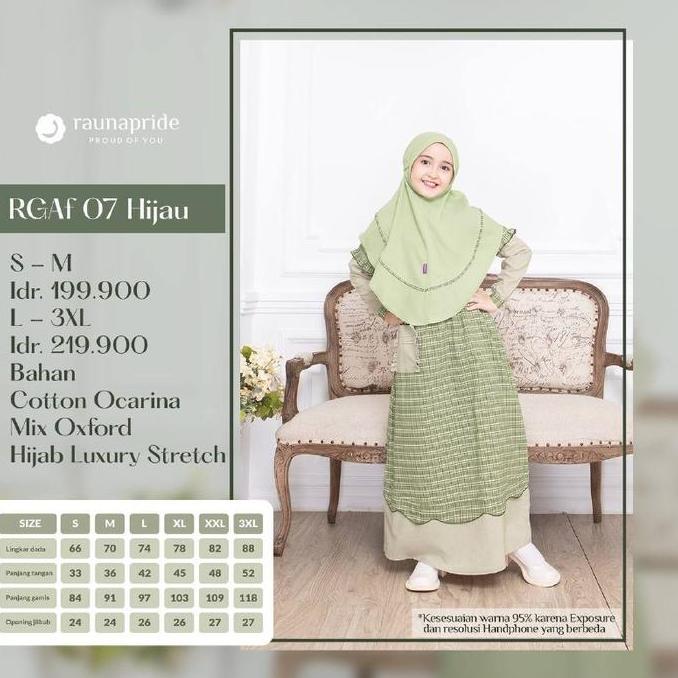 Sarimbit Terbaru Rauna 07 Hijau / Gamis Dewasa RGF 07 / Koko Dewasa RKK 07 / Gamis Anak RGAF 07 / Ko
