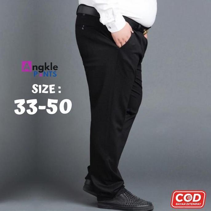Gratis Ongkir Celana Kantor Jumbo Pria Big Size Formal Bahan Twist Premium Merk Dicker Kantong Panja