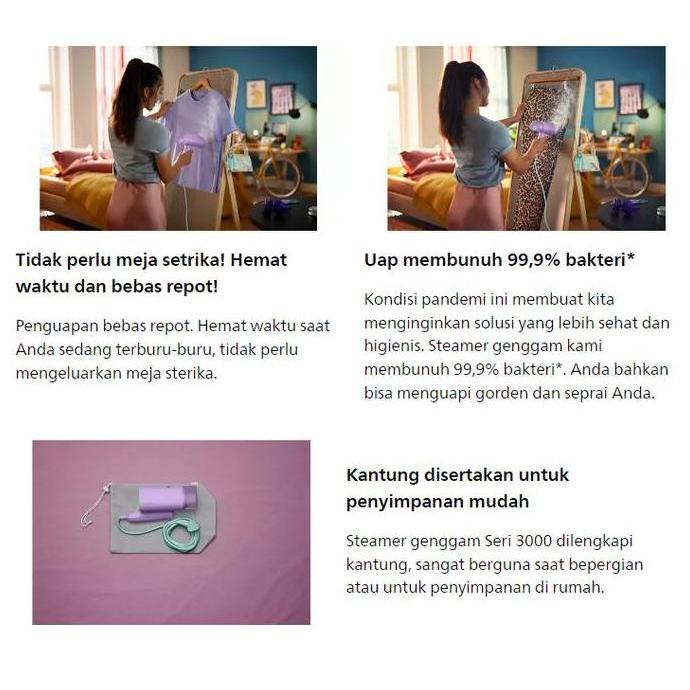 Philips Handheld Steamer STH3010/70 - Setrika Uap Portable - setrika travel - setrika philips
