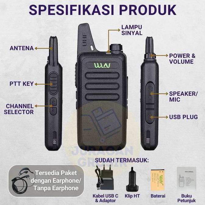 HT WLN KD - C1 HT UHF Free Handsfree Lengkap KDC1 WLAN ORIGINAL