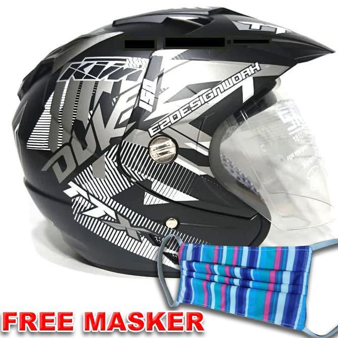 Terlaris 11.11 Helmet Double Visor Dua Kaca Helem Duke Doff  Helm [Ao]