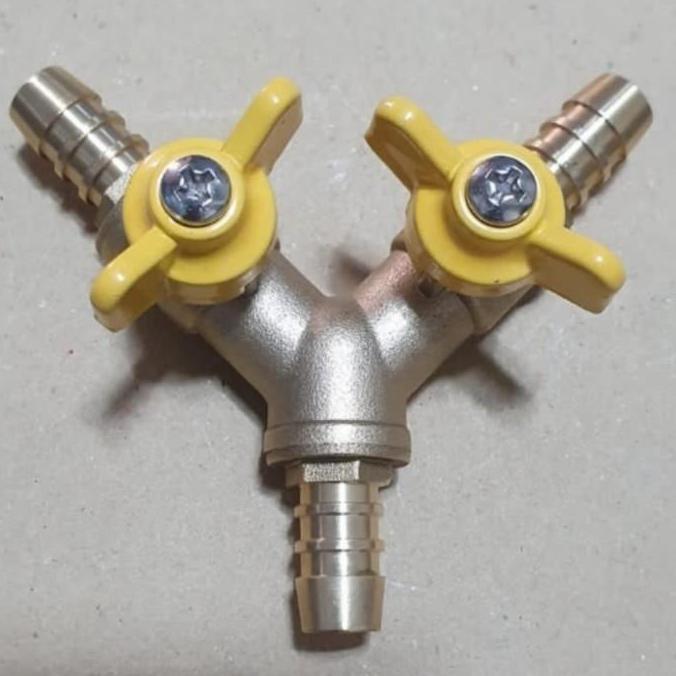 cabang selang gas Y/cabang 3 dengan stop kran