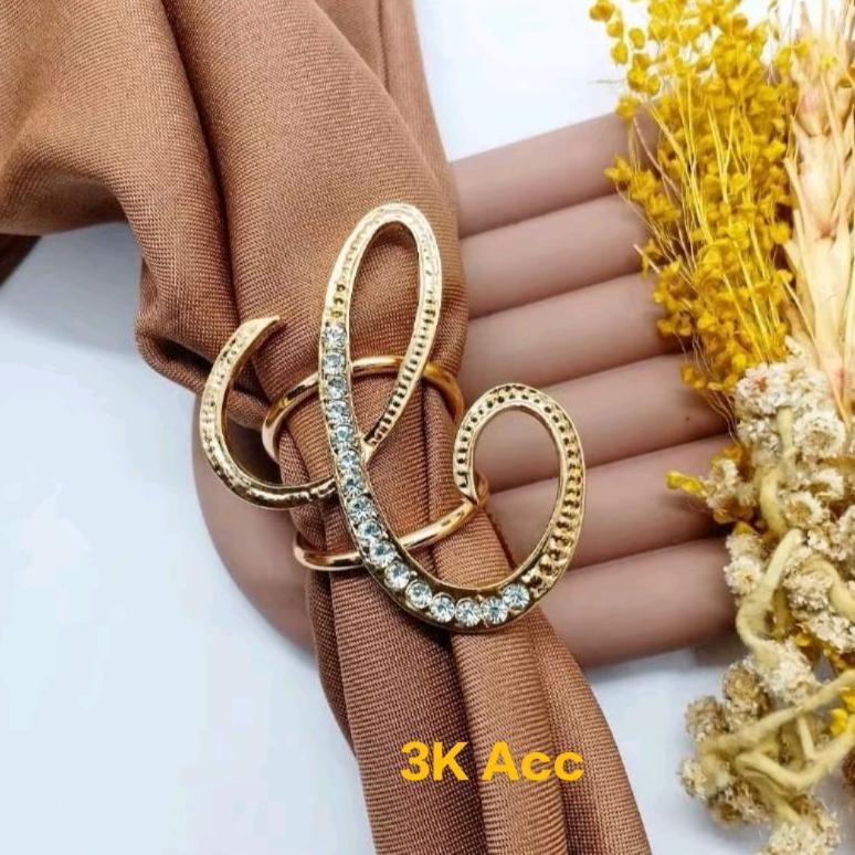 Terlaris Ring Huruf Hijab/Jilbab,Bros Cincin Huruf Kerudung,Bros Ring Huruf Aksesoris Fashion