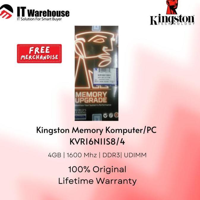 NEW Memory Kingston KVR16N11S8/4 4GB DDR3 UDIMM 1600MHz