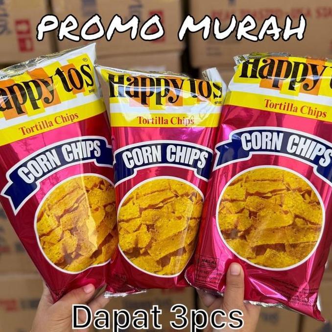Penjualkomplit - Promo 3pcs HAPPY TOS MERAH - HAPPY TOS CORN CHIPS MERAH/HIJAU 140GR EXP 2025 Snack 