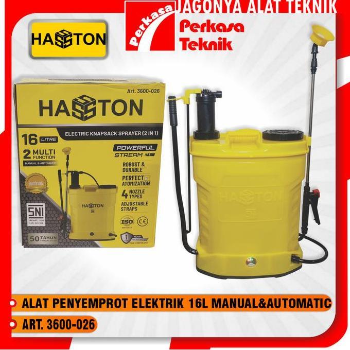 TERMURAH - HASSTON 3600-026 Alat Penyemprot Ransel Elektrik 16 Liter 2 in 1 Manual & Automatic Knaps