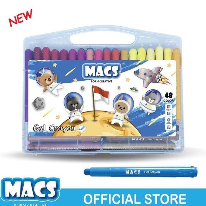 -BN- MACS Gel Crayon 48 Warna Colors Stationery