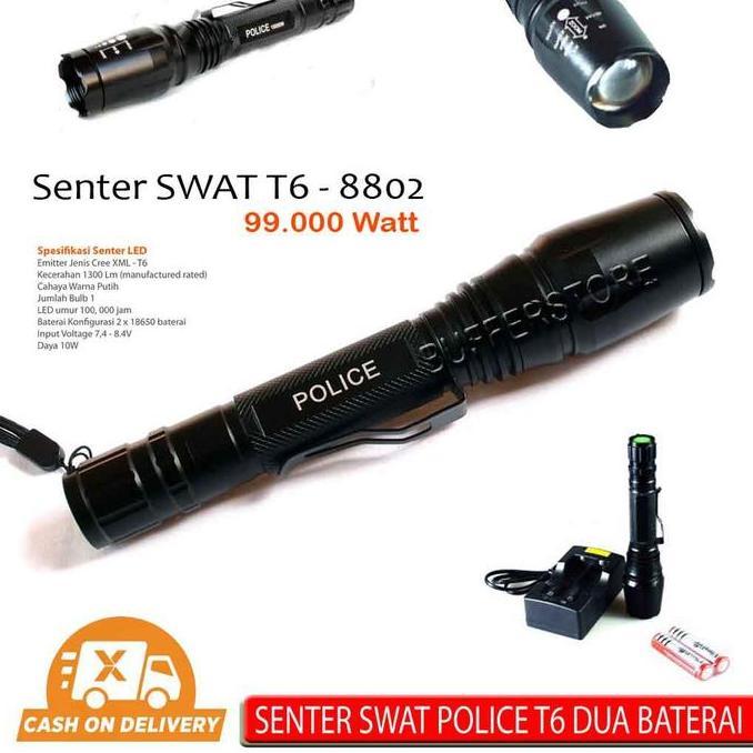 Allthebest- senter led police swat t6 2 baterai lalin 99000 watt