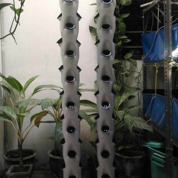 Promo POT TOWER VERTIKAL HIDROPONIK 4 INCH 1,5 M 36 LUBANG INCLUDE NETPOT Diskon