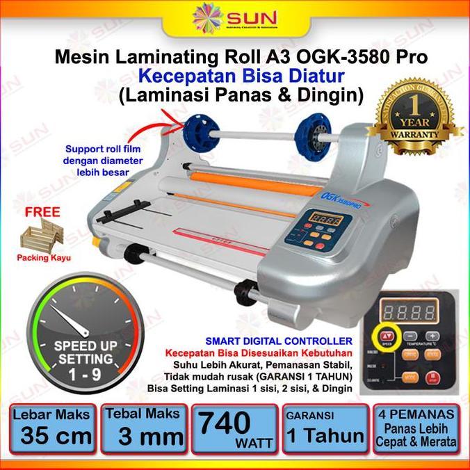 Mesin Laminasi Laminating Roll A3 - Hot Roll Laminator