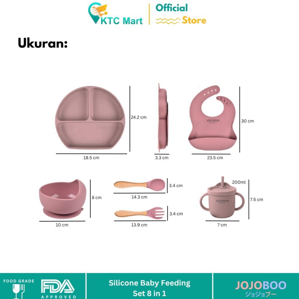 Jojoboo - 8 In 1 Peralatan Makan Bayi Set Silicon Suction Food Grade Baby Feeding Set
