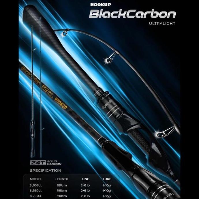 Promo HOOKUP BLACK CARBON ULTRALIGHT ROD JORAN PANCING MICRO-JIGGING CASTING ULTRALIGHT PANJANG 180 