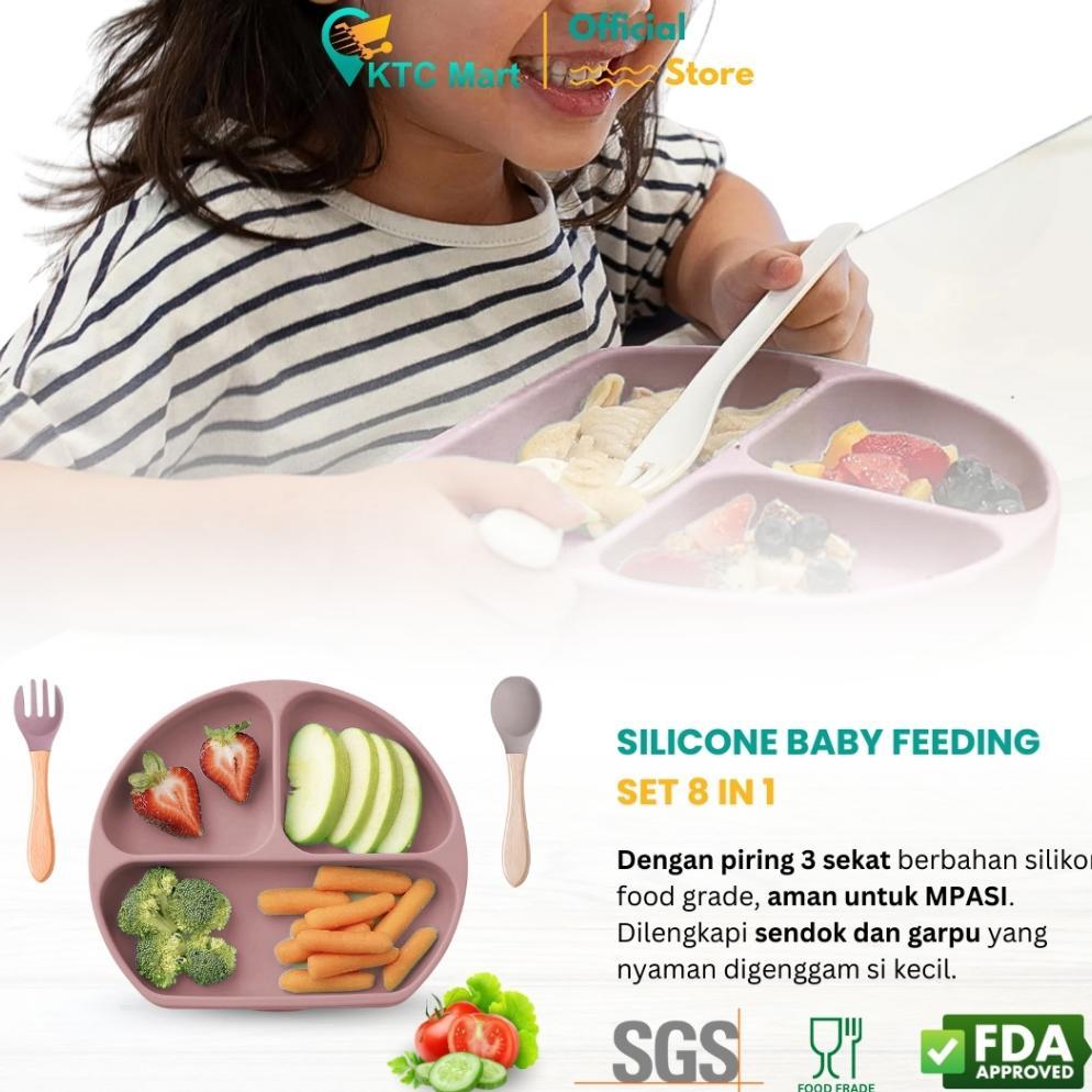 Jojoboo - 8 In 1 Peralatan Makan Bayi Set Silicon Suction Food Grade Baby Feeding Set