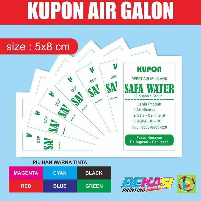 TERMURAH - 70 GSM Cetak Kupon Depot Air Minum Isi Ulang / Refill Galon HVS
