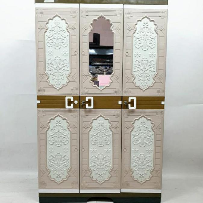 Lemari pakaian plastik akako 3 pintu elegant