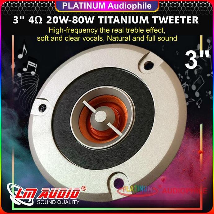 SPORTOV Tweeter 3 Inch Titanium Film Gold Dome 3" Hifi Tweter Speaker LM-7404