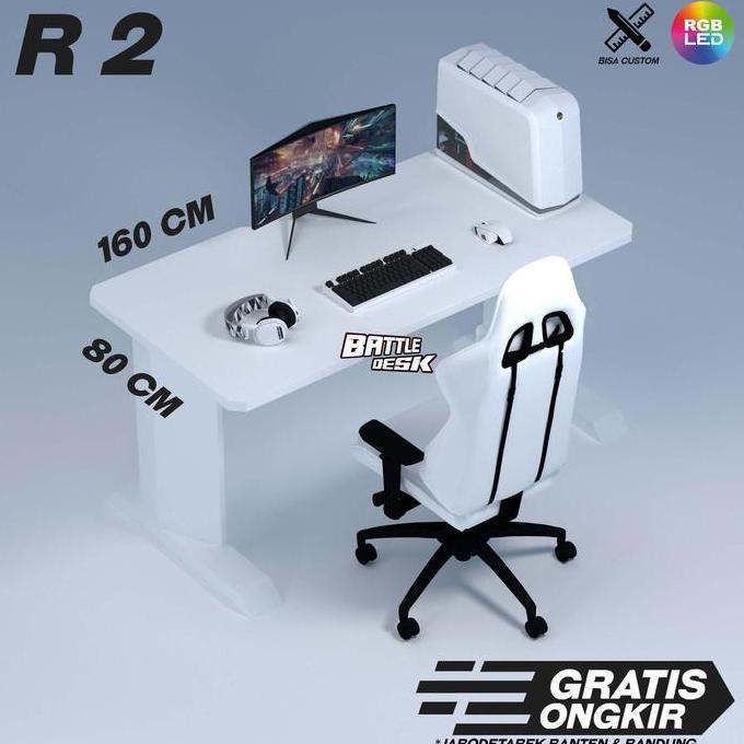 Meja Komputer Gaming PC Desk RGB murah 160x80 - Battledesk R 2 HITAM