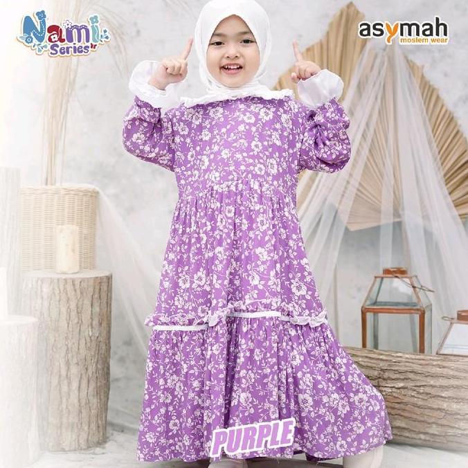 [LIMITED EDITION]GAMIS ANAK RAYON BUNGA NAMI DRESS WARNA PURPLE BY ASYMAH Original