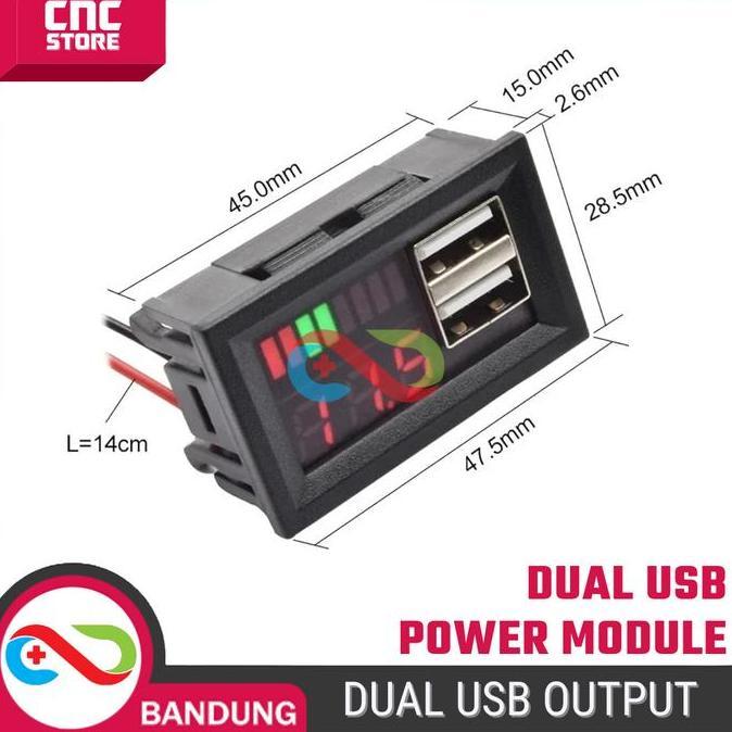 SPORTOV Modul Indikator Tegangan Baterai 12V-24V Dual USB Output Charger HP/Mobile Phone dengan Auto