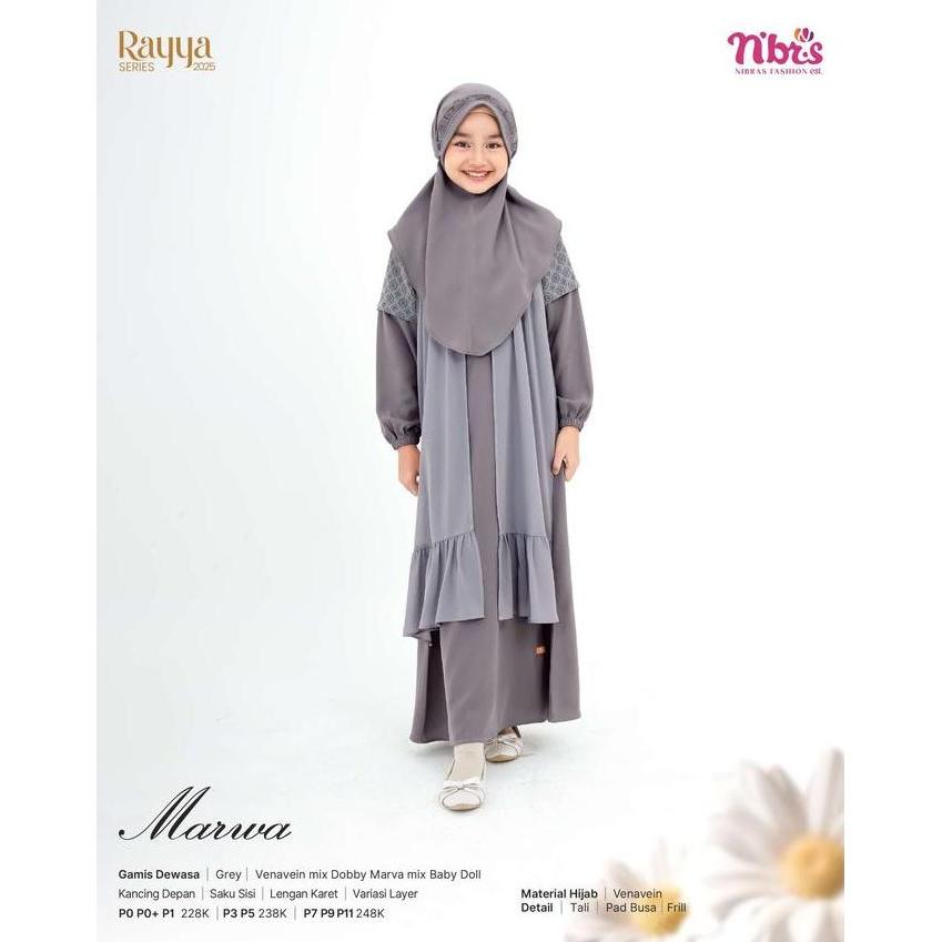 KOKO ANAK NBRAS RAYYA SERIES MARWA WARNA BURGUNDY,GREY,LIGHT TAUPE