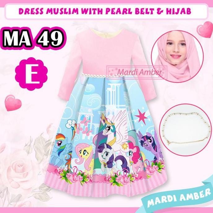 Dress Muslim Anak Kuda Poni + Pearl Belt + Hijab