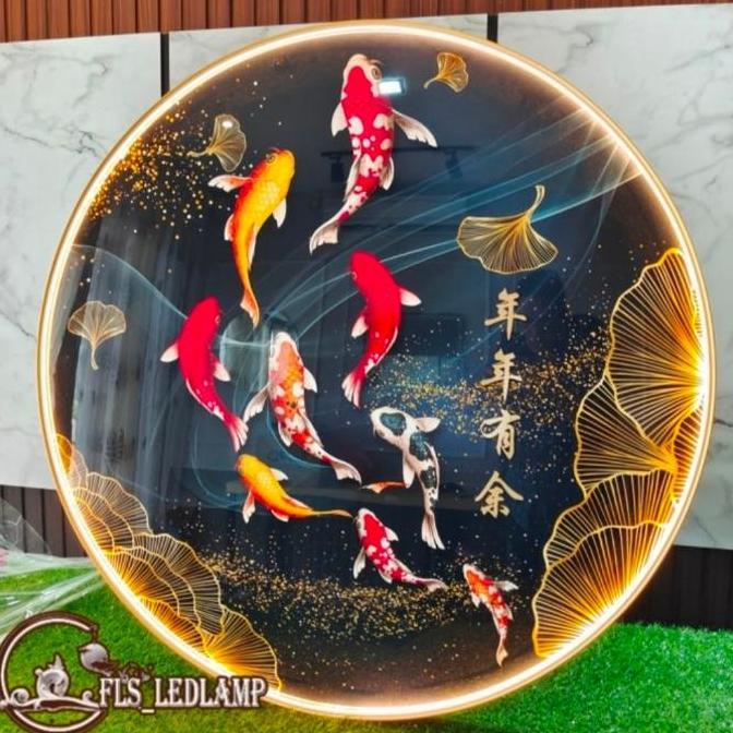 Terlaris Painting Led Fengshui Nian Nian You Yu 80Cm Remote Lukisan