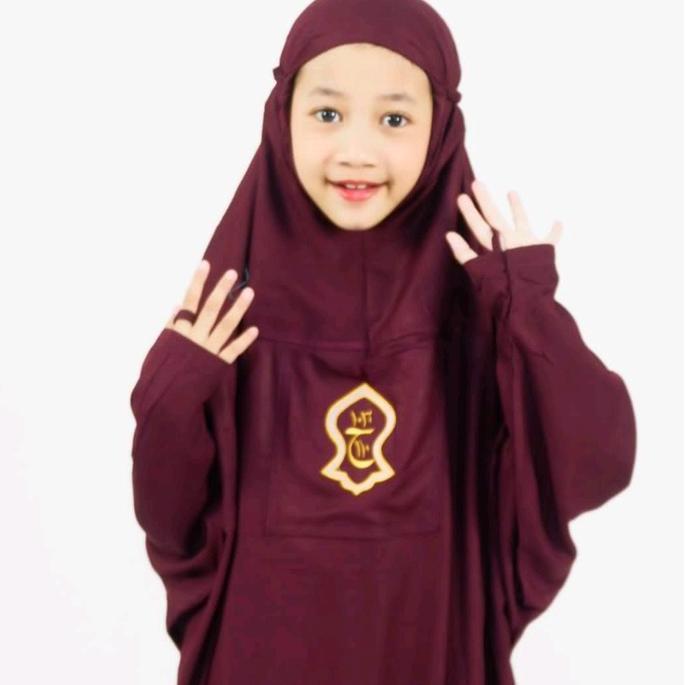 Termurah / Hot Sale Mukena Anak Mukena Terusan Hadramaut Terompah Muslim Panjang Remaja Hitam