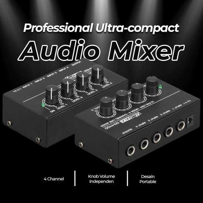 Raden_Stroom - Mini Profesional Mixer Audio Amplifier Microphone 4 Ch Input Mx4