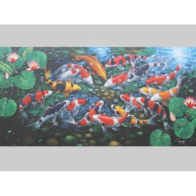 Terlaris Lukisan Ikan Koi Hoki 3 Demensi Ukuran Besar