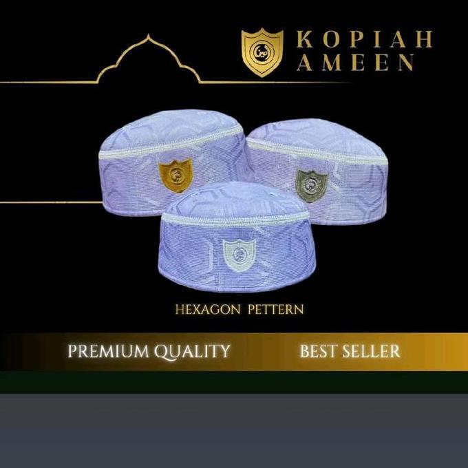 Kopiah A5 merk Ameen Original Motif hexagonal Terbaru peci malaysia ori songkok tebal WAR