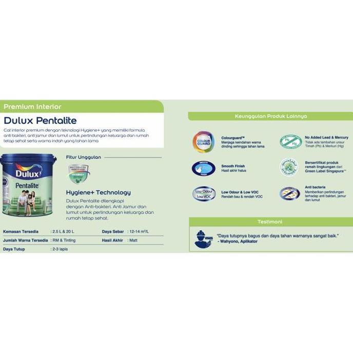 CAT DULUX PENTALITE 20 LT - MORNING DEW 44534 (Warna Tinting)