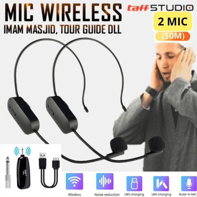 yukaa.nisa - cod taffstudio mik microphone wireless 2.4ghz headset / mic mikrofon imam sholat tanpa 