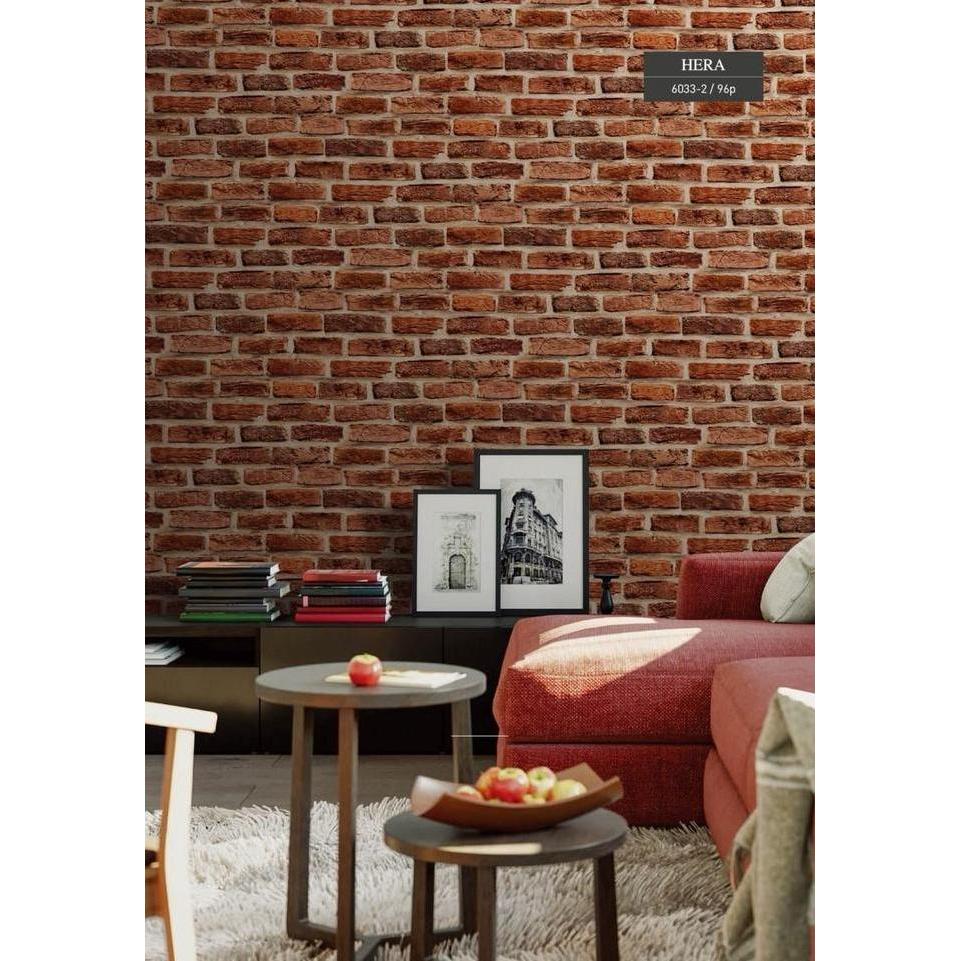 WALLPAPER DINDING KOREA MOTIF BATU BATA MERAH PUTIH 3D NATURAL