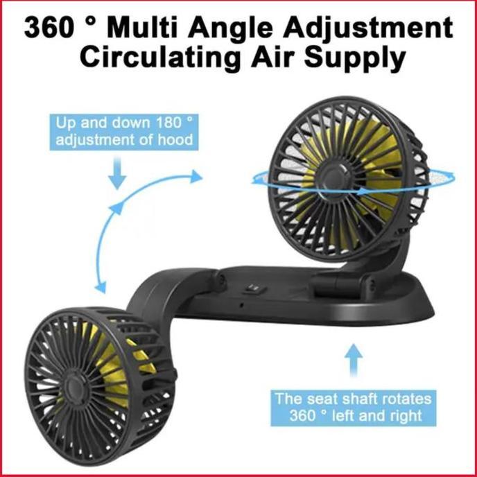 KIAMU [HJS] Kipas Angin Mobil 12-24V 2 Kepala Dingin AC Truk 360