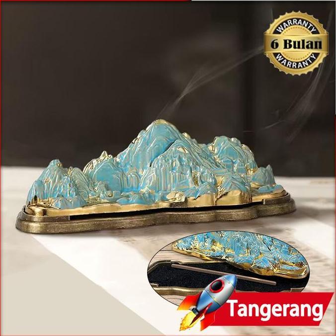 FARMUKE Pembakar Dupa Gaya Cina Baru Pemandangan Gunung Pembakar Ornamen Dupa 10,5cm Dupa