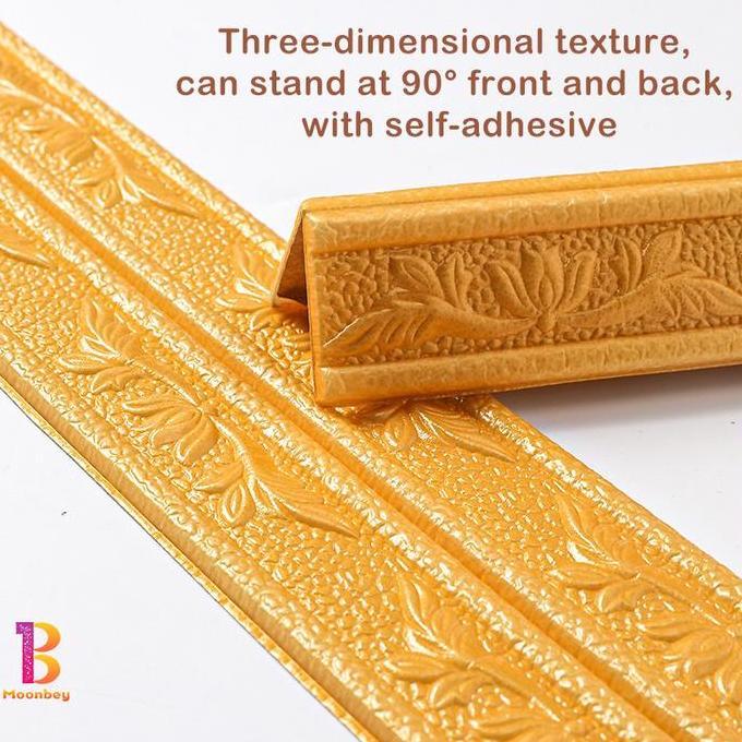 6 Warna Stiker Dinding Berperekat untuk Menghias Langit-langit Sudut Atas PVC Putih, Emas Tua, Temba